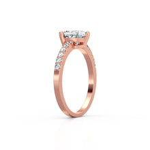 Load image into Gallery viewer, 18K Rose Gold Heart Solitaire French Pave 1 Carat Ring
