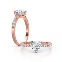 Load image into Gallery viewer, 18K Rose Gold Heart Solitaire French Pave 1 Carat Ring
