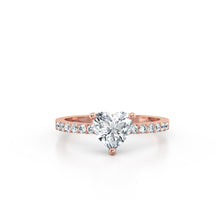 Load image into Gallery viewer, 18K Rose Gold Heart Solitaire French Pave 1 Carat Ring