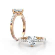 Load image into Gallery viewer, 18K Yellow Gold Heart Solitaire French Pave 1 Carat Ring