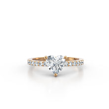 Load image into Gallery viewer, 18K Yellow Gold Heart Solitaire French Pave 1 Carat Ring
