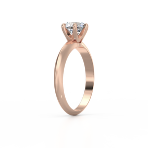 18K Rose Gold Solitaire Crown Cathedral 1 Carat Ring