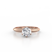 Load image into Gallery viewer, 18K Rose Gold Solitaire Crown Cathedral 1 Carat Ring