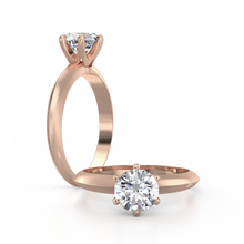 Load image into Gallery viewer, 18K Rose Gold Solitaire Crown Cathedral 1 Carat Ring