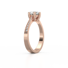 Load image into Gallery viewer, 18K Rose Gold Solitaire French Pave Cathedral 1 Carat Ring
