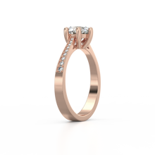 Load image into Gallery viewer, 18K Rose Gold Solitaire French Pave Cathedral 1 Carat Ring
