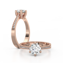Load image into Gallery viewer, 18K Rose Gold Solitaire French Pave Cathedral 1 Carat Ring
