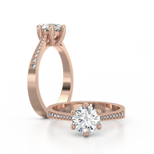 Load image into Gallery viewer, 18K Rose Gold Solitaire French Pave Cathedral 1 Carat Ring