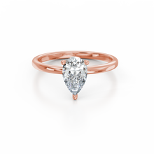 Load image into Gallery viewer, 18K Rose Gold Raindrop Pear Solitaire 1 Carat Ring