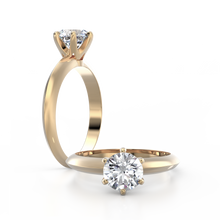 Load image into Gallery viewer, 18K Yellow Gold Solitaire Crown Cathedral 1 Carat Ring
