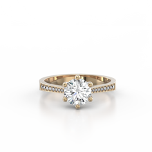 Load image into Gallery viewer, 18K Yellow Gold Solitaire French Pave Cathedral 1 Carat Ring