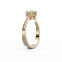 Load image into Gallery viewer, 18K Yellow Gold Solitaire French Pave Cathedral 1 Carat Ring
