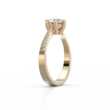Load image into Gallery viewer, 18K Yellow Gold Solitaire French Pave Cathedral 1 Carat Ring