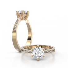 Load image into Gallery viewer, 18K Yellow Gold Solitaire French Pave Cathedral 1 Carat Ring