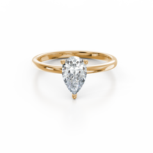 Load image into Gallery viewer, 18K Yellow Gold Raindrop Pear Solitaire 1 Carat Ring