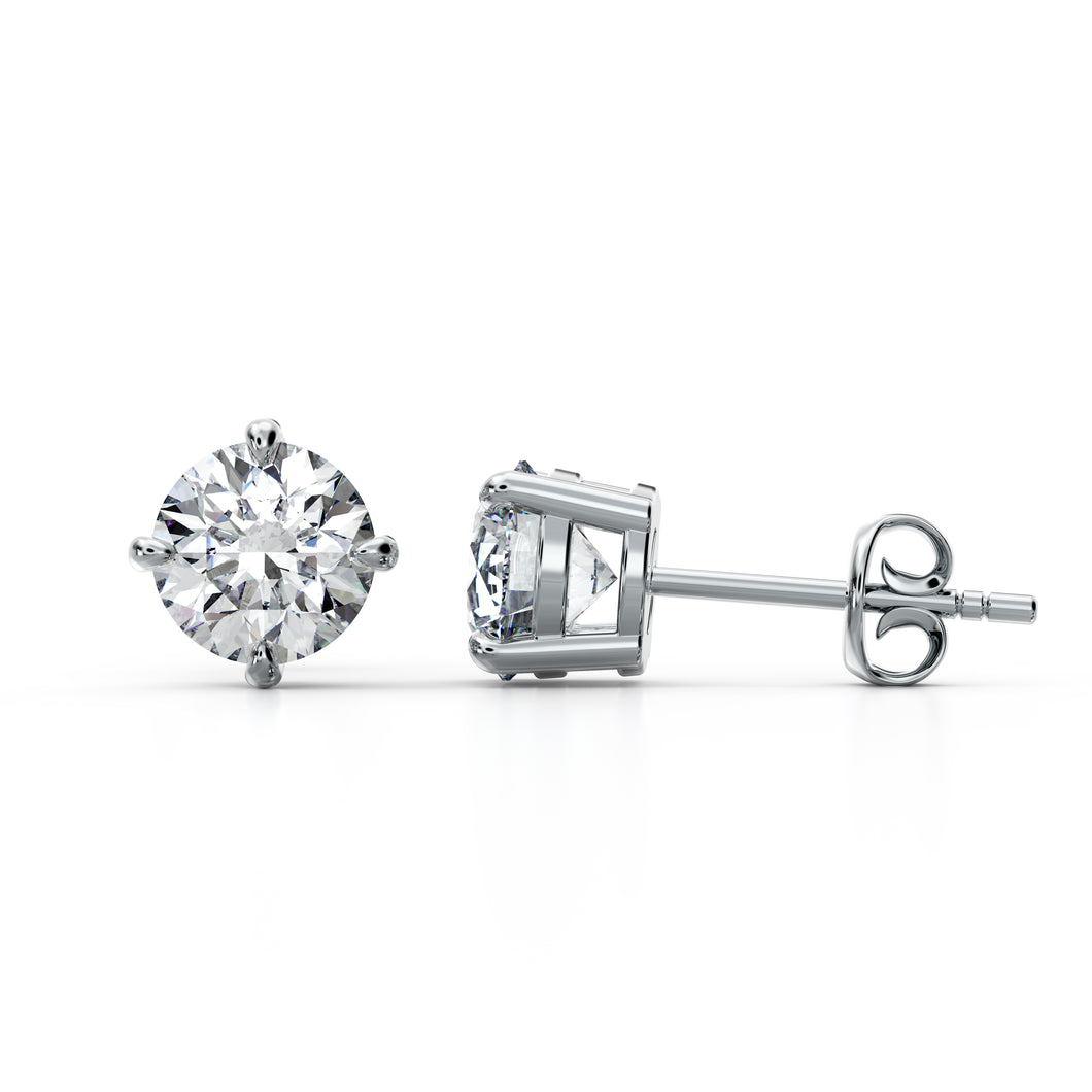 Classic Round Brilliant Solitaire Stud Earrings
