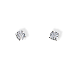 18K Gold Classic Round Brilliant Solitaire Stud Earrings