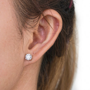 Princess Gem Classic Round Brilliant Solitaire Stud Earrings 1 carat