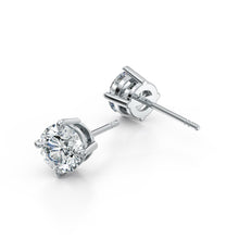 Load image into Gallery viewer, 18K White Gold Classic 4Ct Round Brilliant Solitaire Stud Earrings
