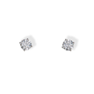 18K White Gold Classic 4Ct Round Brilliant Solitaire Stud Earrings