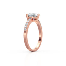 Load image into Gallery viewer, 18K Rose Gold Heart Solitaire French Pave 1 Carat Ring
