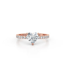 Load image into Gallery viewer, 18K Rose Gold Heart Solitaire French Pave 1 Carat Ring

