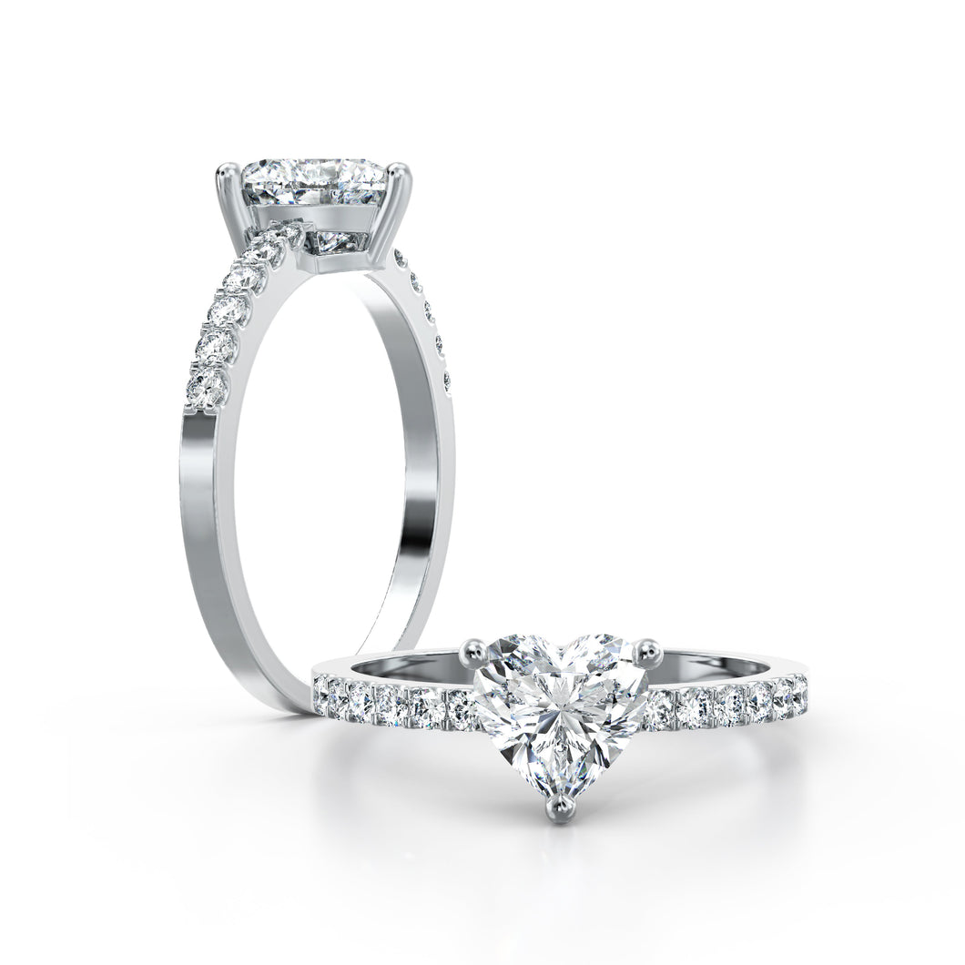 [RTS] Heart Solitaire French Pave 1 Carat Ring