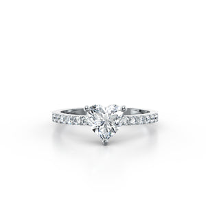 Heart Solitaire French Pave 1 Carat Ring