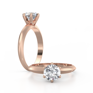 18K Rose Gold Solitaire Crown Cathedral 1 Carat Ring