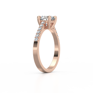 18K Rose Gold Solitaire Half-Eternity 1 Carat Ring