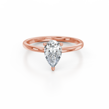 Load image into Gallery viewer, 18K Rose Gold Raindrop Pear Solitaire 1 Carat Ring

