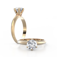 Load image into Gallery viewer, 18K Yellow Gold Solitaire Crown Cathedral 1 Carat Ring
