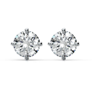 18K Gold Classic Round Brilliant Solitaire Stud Earrings