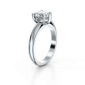 18K White Gold Heart Solitaire 1 Carat Ring