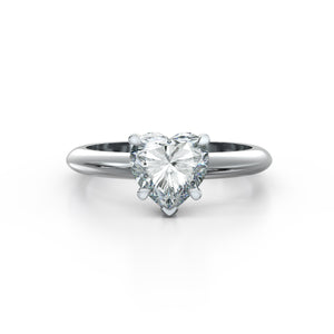 18K White Gold Heart Solitaire 1 Carat Ring